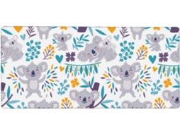 Mousepad Grande para Computador com Estampa Adorável de Coalas e Flores, Base Borracha Antiderrapante, 40 X 90