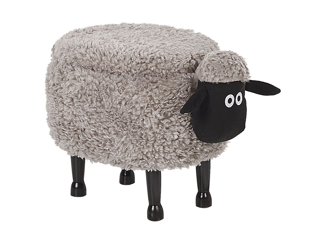 Tamborete BELIANI Sheep de Poliéster Cinzento 55x35x40