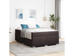 Vidaxl Estrutura Da Cama Com Colchão Marrom Escuro 140 X 200 Cm Tecido