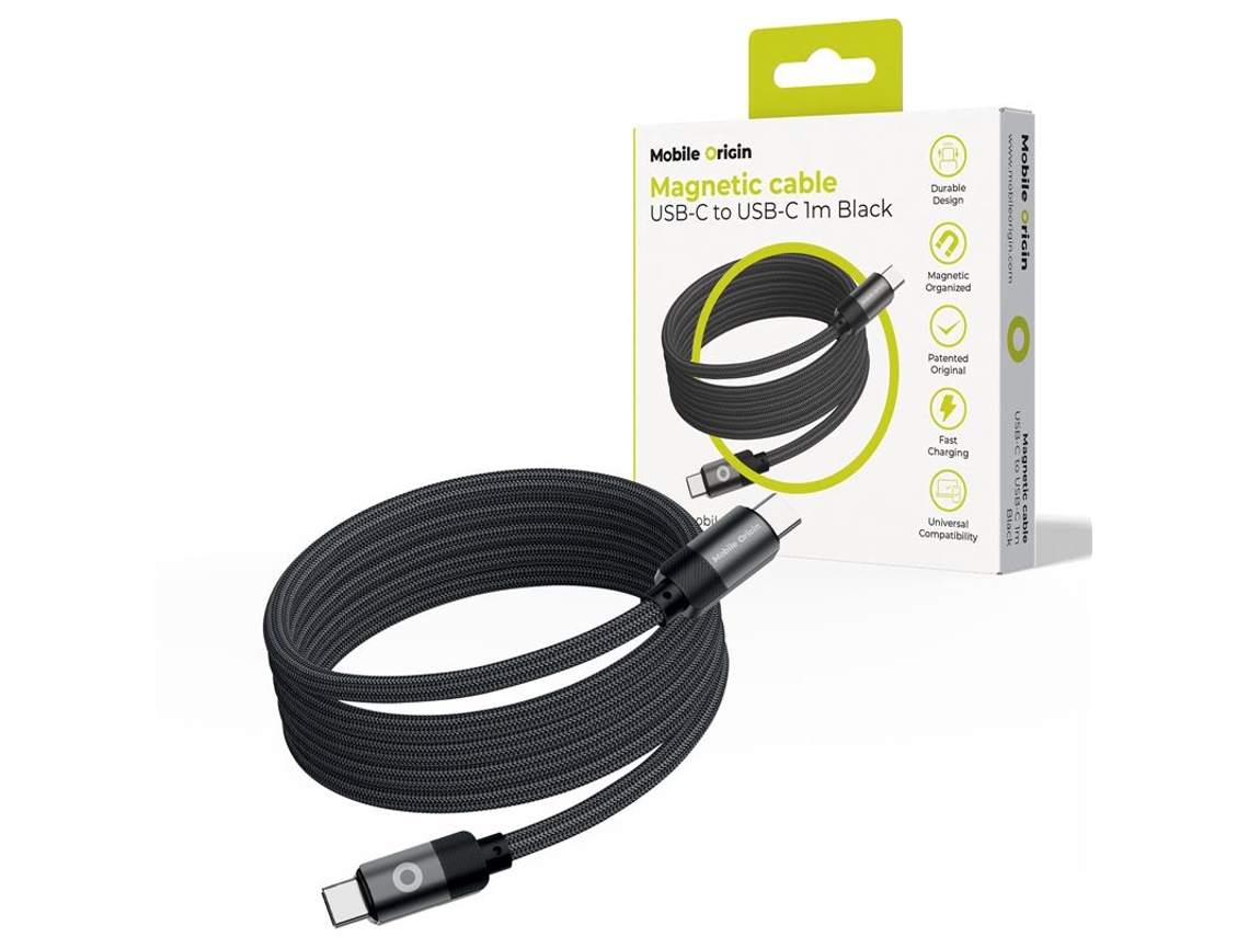 Cabo Usb c para Usb c 1 Metro, Tecnologia Magnética MOBILE ORIGIN | MOBILE ORIGIN