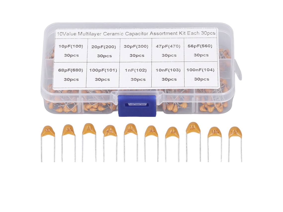 Kit de Capacitores Cerâmicos 300pcs 10pf a 100nf YURU