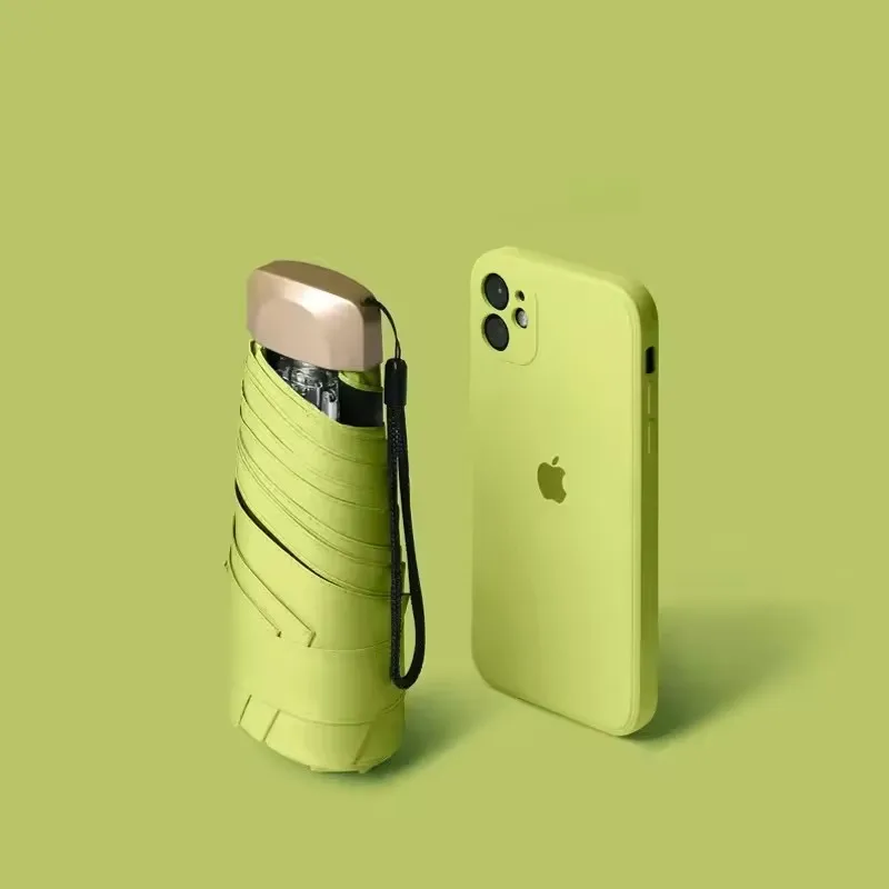 (verde Claro 6k) Mini Guarda-chuva De Bolso, Dobrável, Em Vinil, Para Proteção Solar