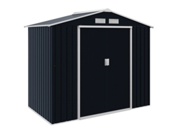 Casinha Jardim Metal 213x130x185cm Armazenamento Ferramentas Cinza Escuro