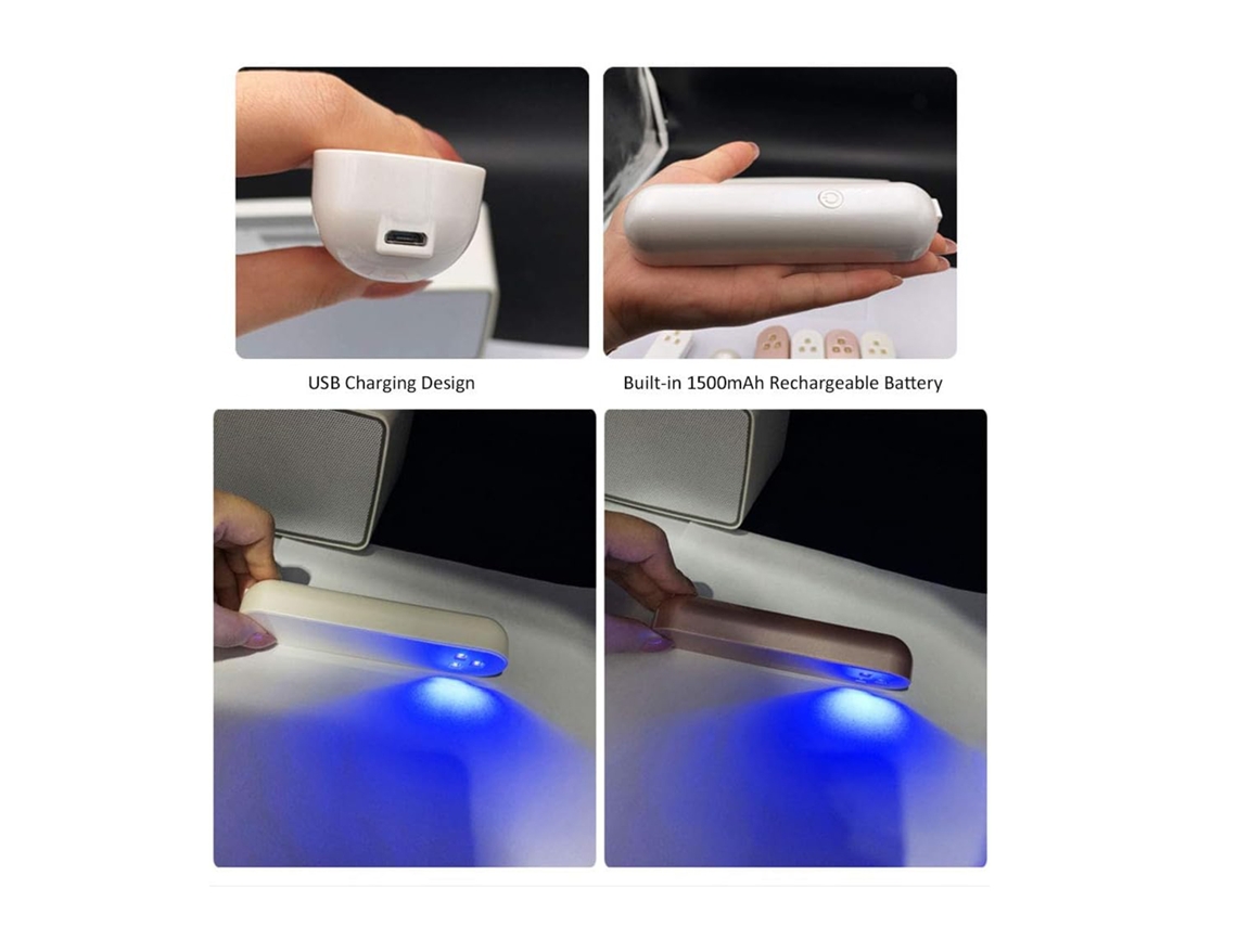 Luz Uv Portátil 254nm 1.5w 3 Led Bateria Recarregável 1500mah Usb Timer 10s para Casa