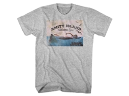 Rockinstone Jaws Movie Welcome Heather Gray Adult T-shirt Size:xxxl