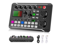 Placa de som F998 Live, mixer de áudio para podcasts e distorção de voz para karaokê com microfone. Brilvibera