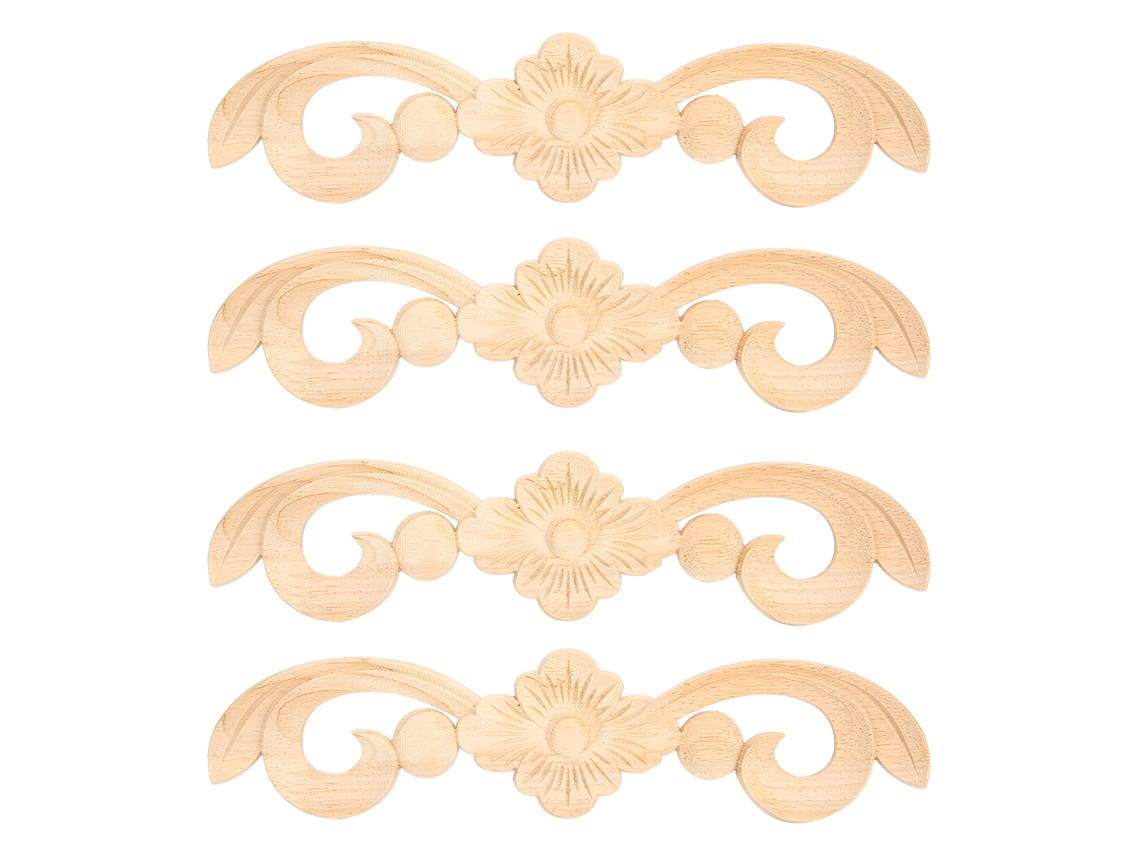 4pcs Aplicação em Madeira Decorativa 25x6cm Escultura Clássica para Móveis Casa