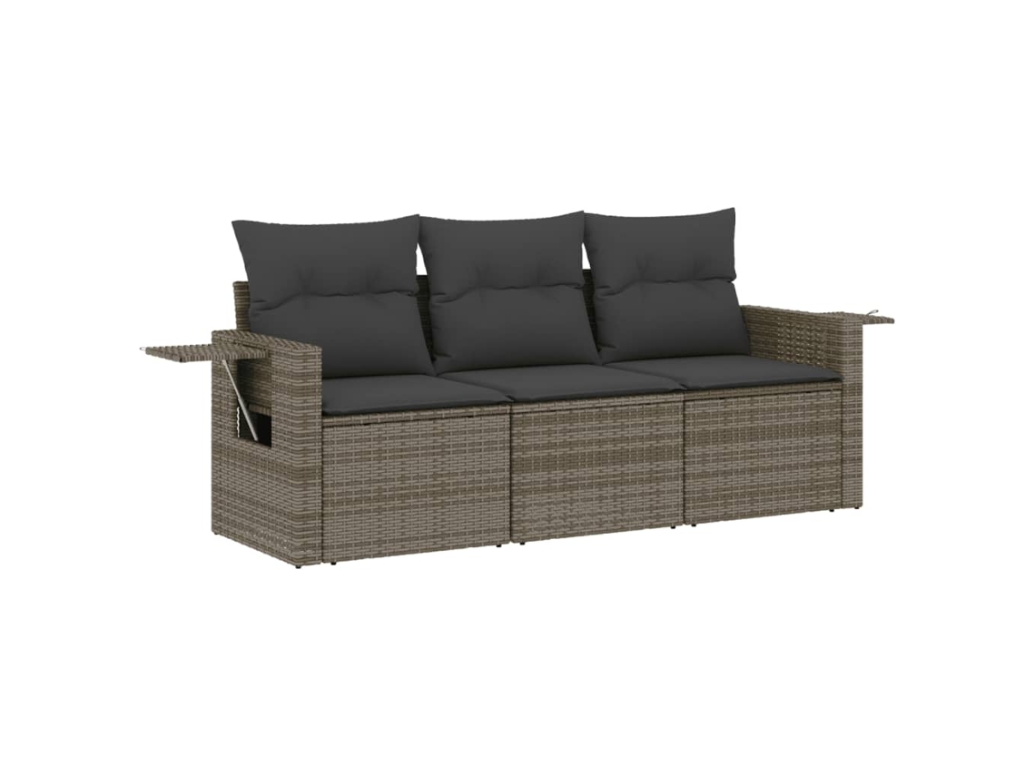 Conjunto de 3 Sofás de Jardim com Almofadões Vime Pe Cinzento MAISON EXCLUSIVE (3 pcs)