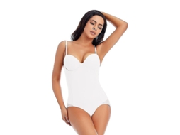 Body Moulant Femme Avec Armature Soutien Blanc Stretch Tissu Soie Smooth Shaper Bodysuit L