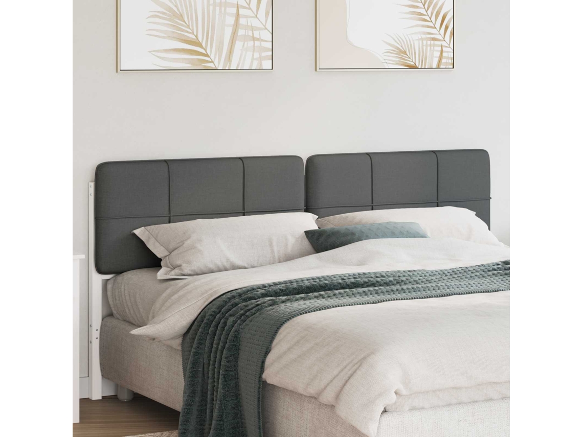 Vidaxl Cabeceira Estofada Com Cabeceira Branco E Cinza Claro 180 Cm