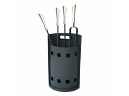 Utensílios para a Lareira DKD HOME DECOR Aço Inoxidável Aço 4 Peças
