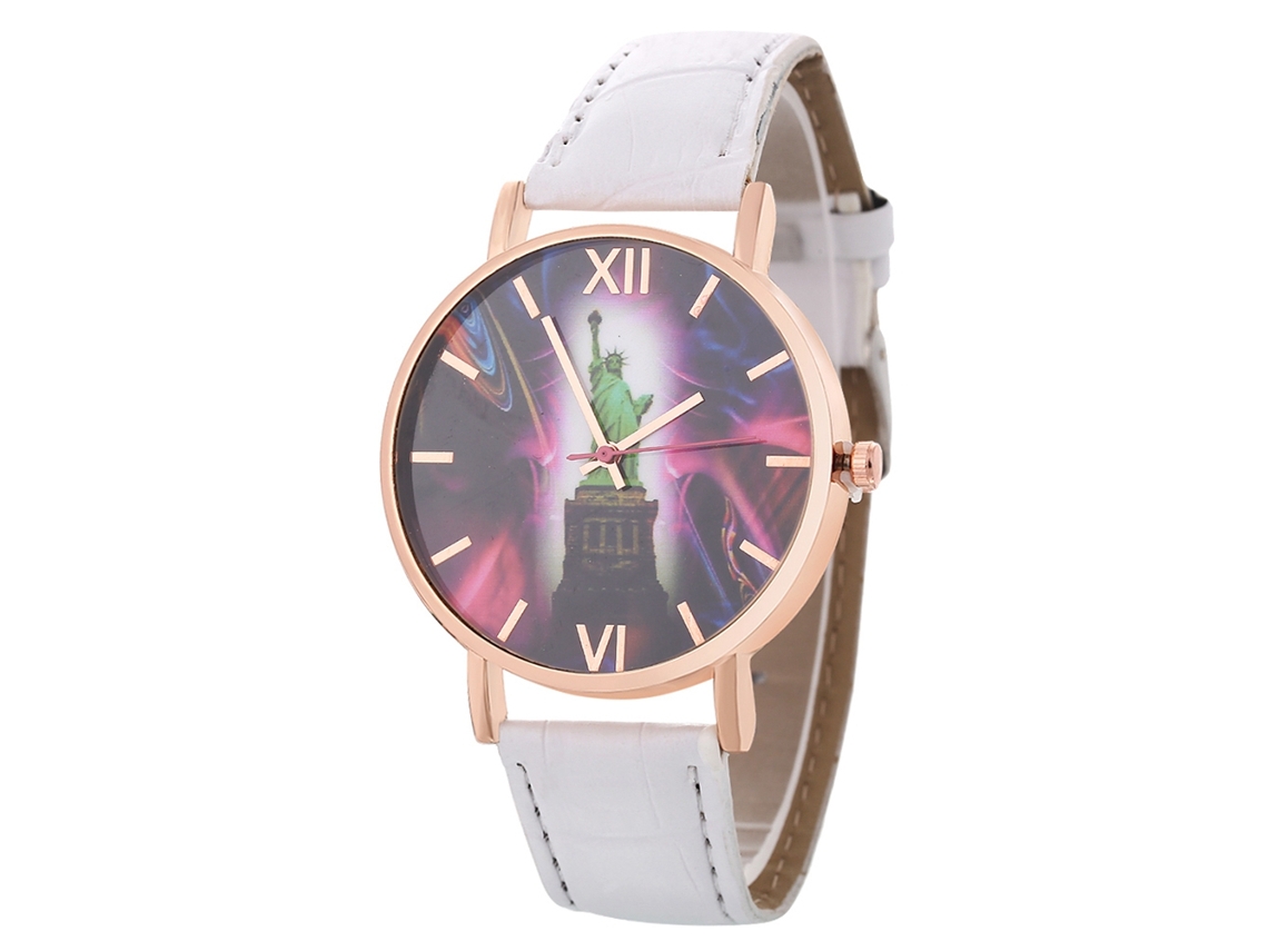 Relógio de quartzo simples e elegante para homens, mulheres e casais, com pulseira de couro.