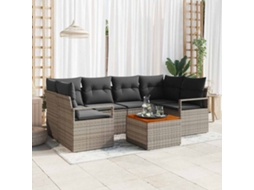 Vidaxl Conjunto De Sofá De Jardim 7 Unid. Cinzeto Vime Pe