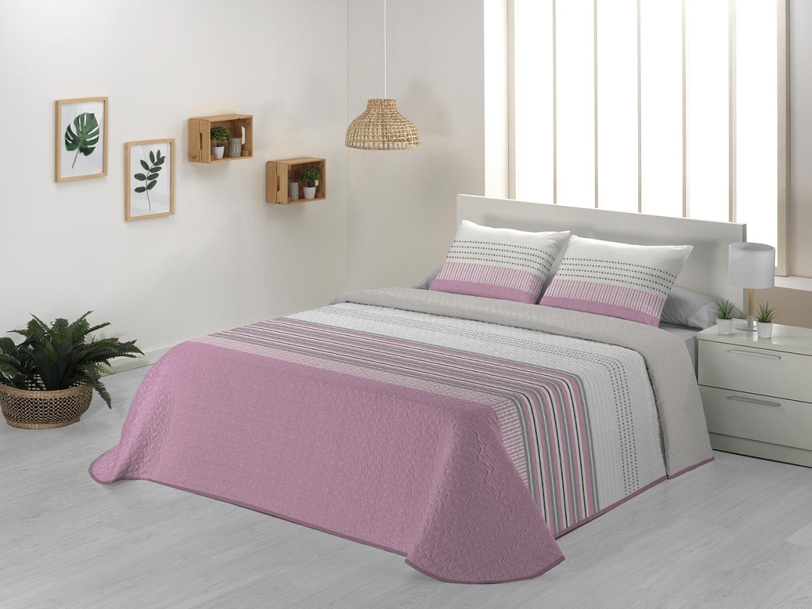 Colcha JVR Niza (Poliéster - Rosa - 235 cm)