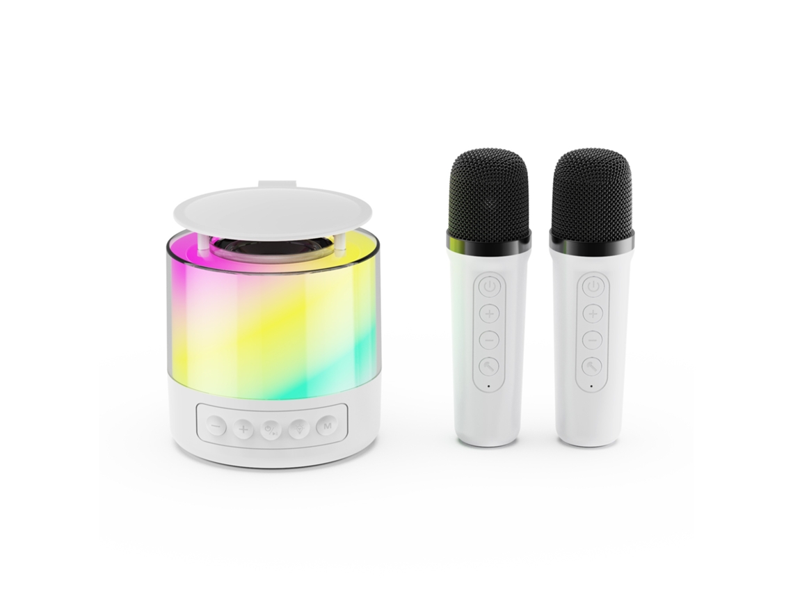 Máquina De Karaokê, Caixa De Som Bluetooth Com 2 Microfones, Presente Para O Dia Das Crianças Cuich (branco)