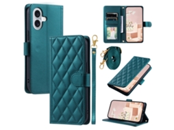 Capa Em Couro Pu Com Pega Para Apple Iphone 16 - Verde