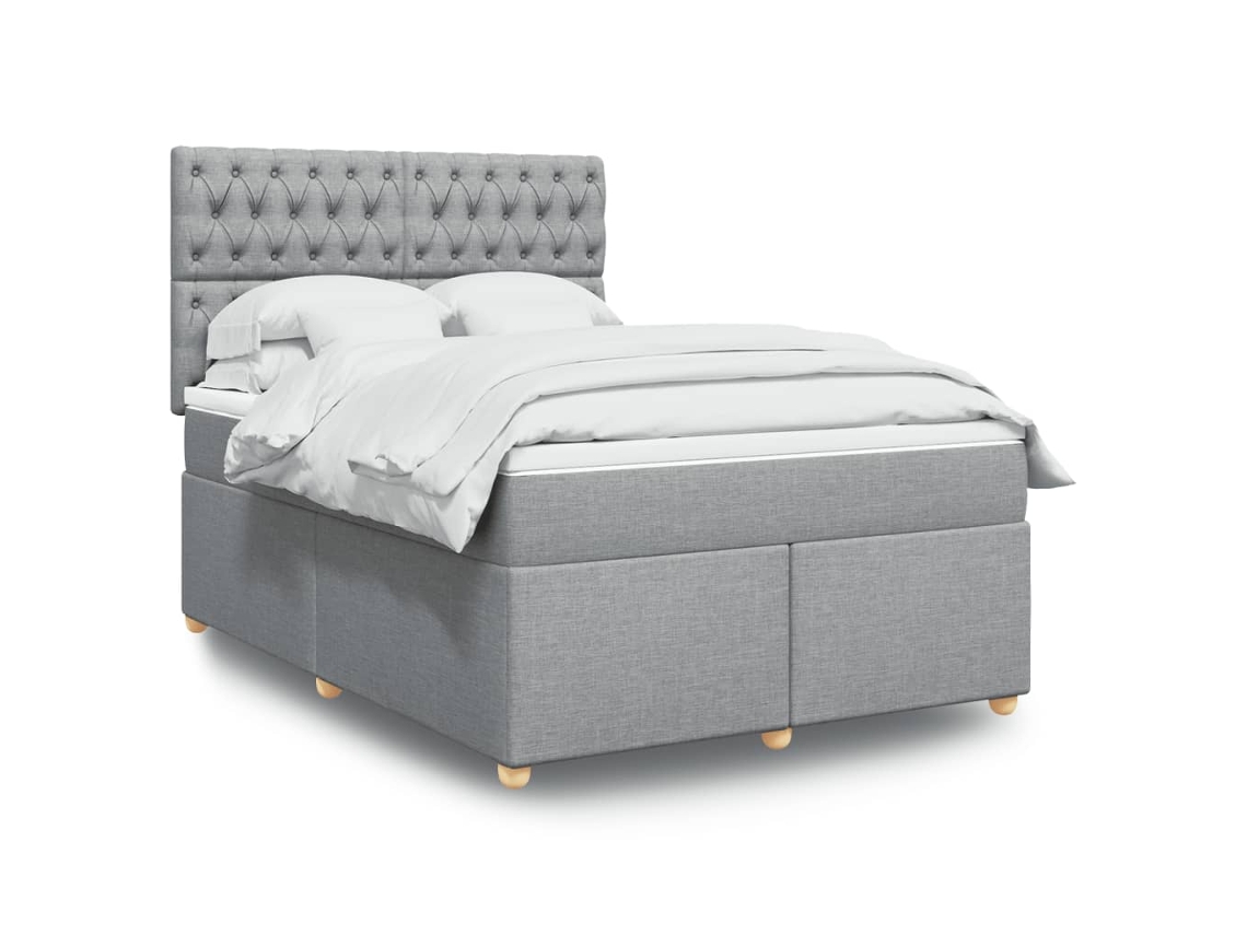 Vidaxl Cama Com Molas/colchão 140x190 Cm Tecido Cinzento-claro