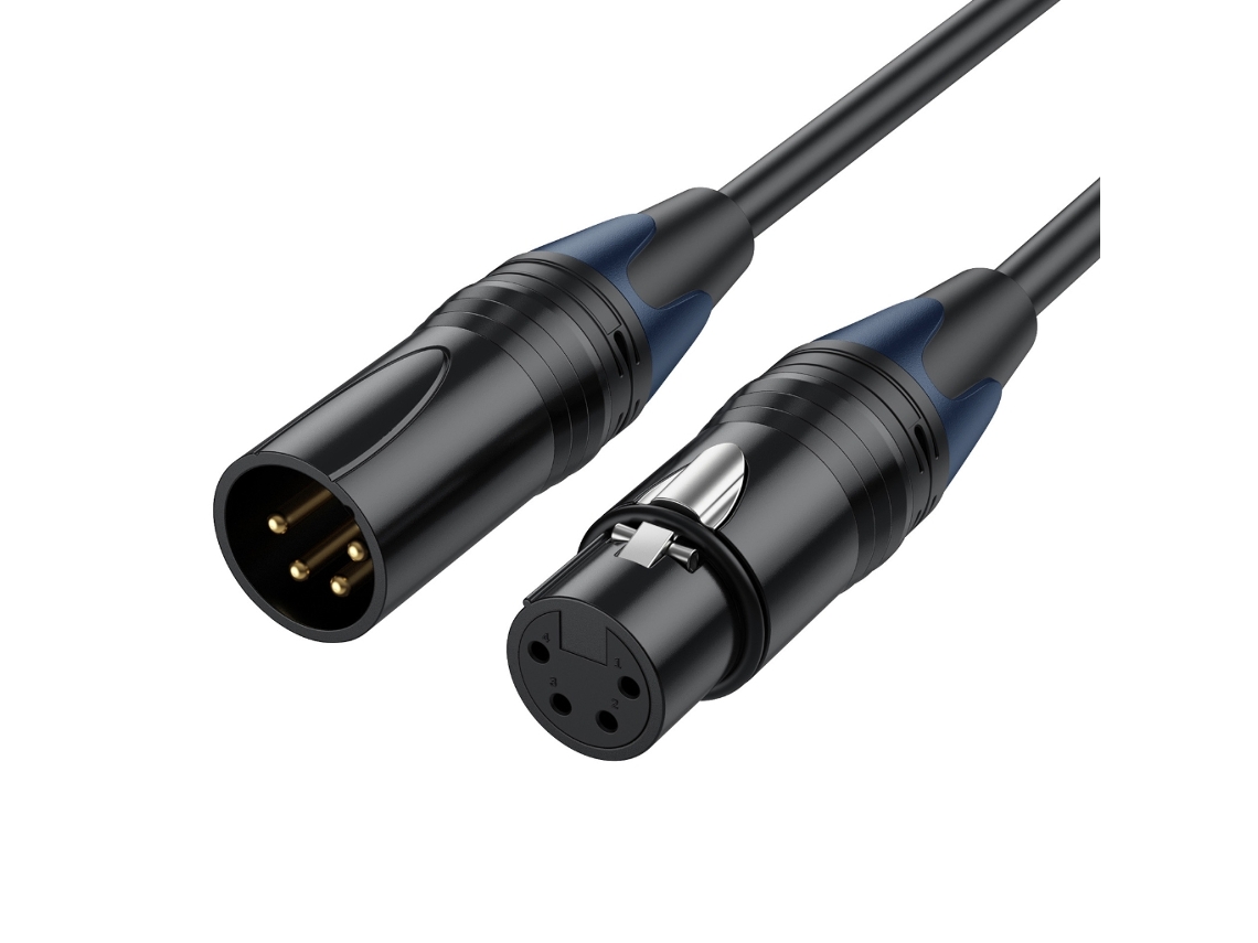 Cabo De Alimentação Para Monitor/gravador Câmera Dslr 4 Pinos, Conector Xlr4 Macho Para Fêmea