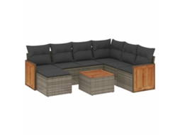 Maison Exclusive - 8 Pcs Conjunto Sofás De Jardim C/ Almofadões Vime Pe Cinzento