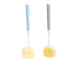 Conjunto De Escova Banho Beaupretty 2 Peças Com Cabo Telescópico E Esponja Dupla Face Para Chuveiro Limpa Suavemente A