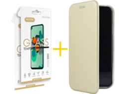 Capa e Película Apple iPhone 11 Pro Max ACCETEL Flip Cover 0235 Dourado