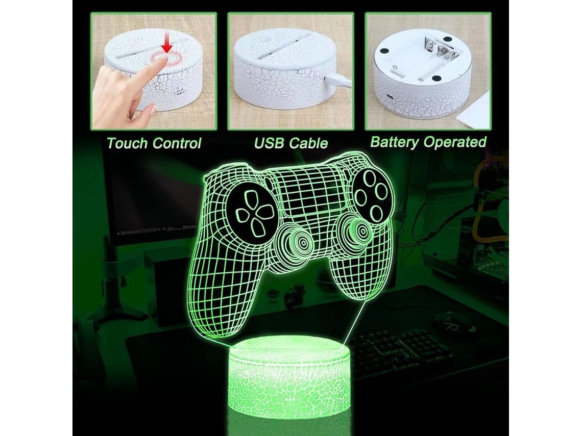 Lámpara Ilusión 3d De Mando Linjou, Luz Nocturna Con 16 Colores Y Control Remoto Para Niños