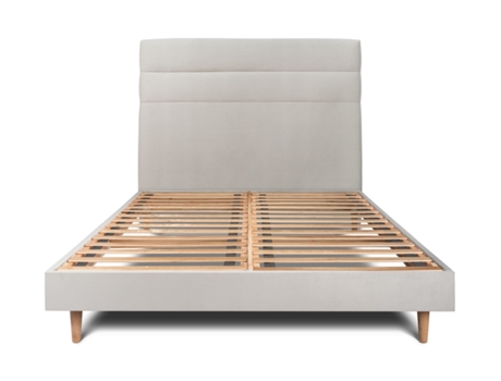 Cama com Cabeceira Linha SOMMEIL_DE_PLOMB Tecido Veludo Cinzento (200x200cm)