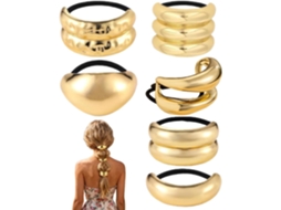 Elástico de cabelo dourado com 6 presilhas para rabo de cavalo