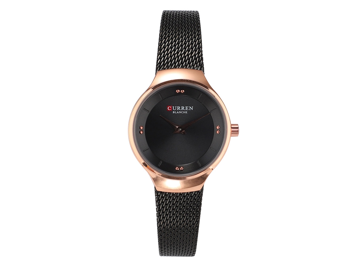 Relógio de Pulso Feminino Curren 9028 de Quartzo com Pulseira de Malha Resistente À Água