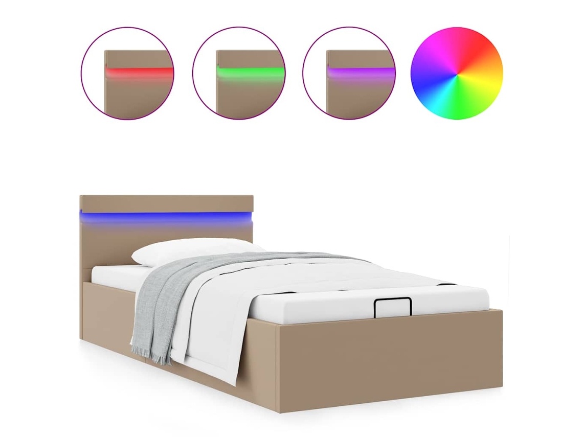 Bed Frame, Bed Frames Vidaxl Marrom Couro Artificial (90 X 200 Cm)