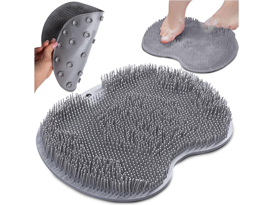Tapete De Duche Silicone Com Ventosas, Massagem Para Pés E Costas, Secagem Fácil