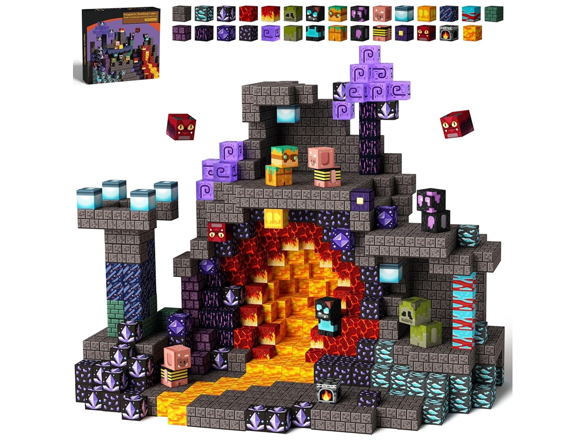 Conjunto de Blocos de Construção Magnéticos Mundo da Mina, Brinquedo Sensorial Stem Caverna Mágica MDUG