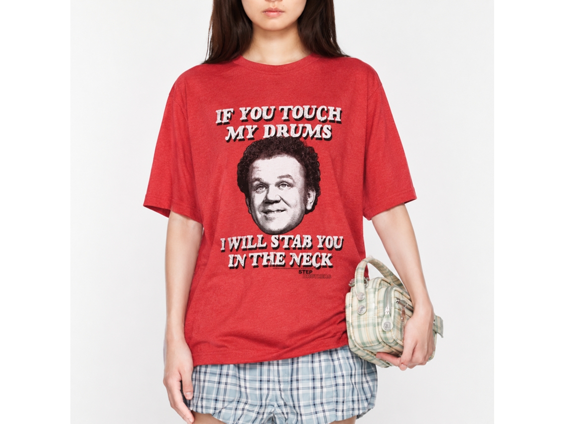 Rockinstone Step Brothers Movie If You Touch My Drums Heather Red Adult T-shirt Size:m