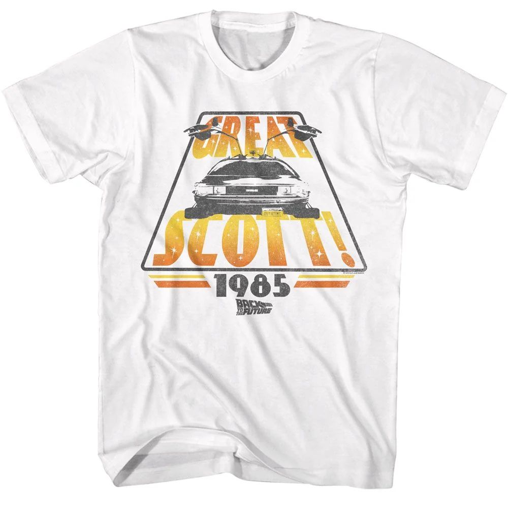 Rockinstone Back To The Future Movie Great Scott 1985 White Adult T-shirt Size:xxxl