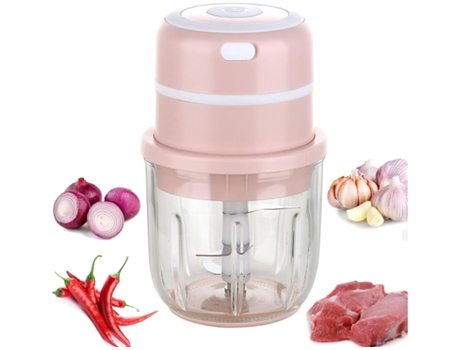 Mini Espremedor De Alho Elétrico Processador De Alimentos Elétrico Picador Sem Fio Poderoso Recarregável Por Usb 300ml Rosa Veanxin Vaenxin