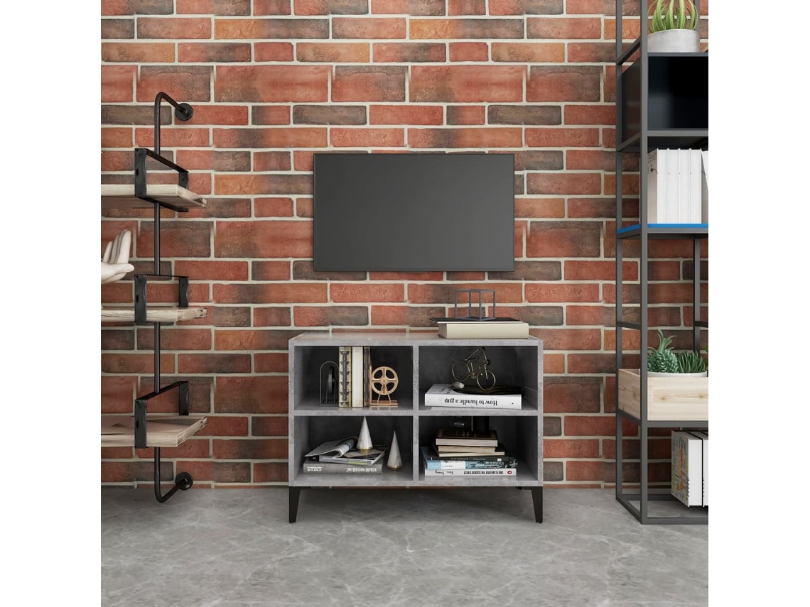 Vidaxl Móvel De Tv Com Pernas Em Metal 69,5x30x50 Cm Cinzento Cimento
