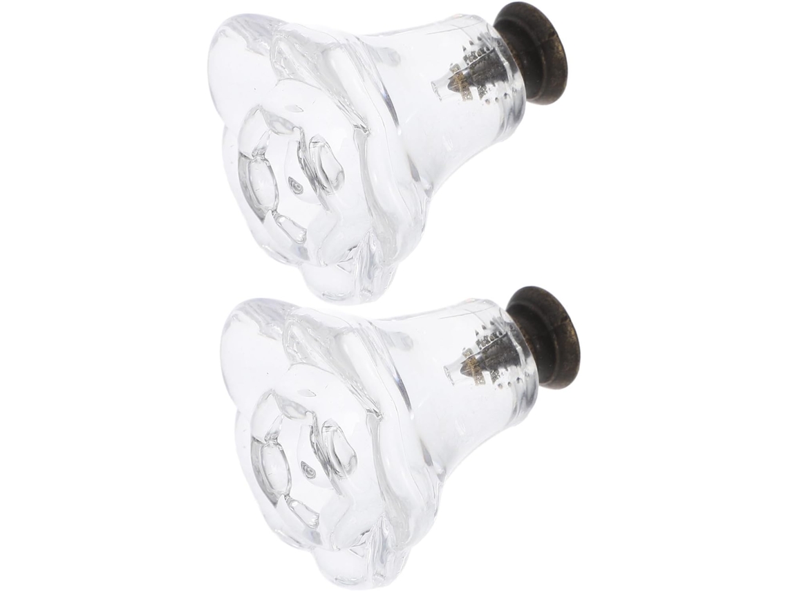 Conjunto De 2 Puxadores Cristal Acrílico Em Formato Rosa Com Furo Único Para Armário Guarda Roupa