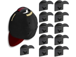Rebe 10 Ganchos para Bonés de Parede com Adesivo Rack Minimalista para Bonés Preto