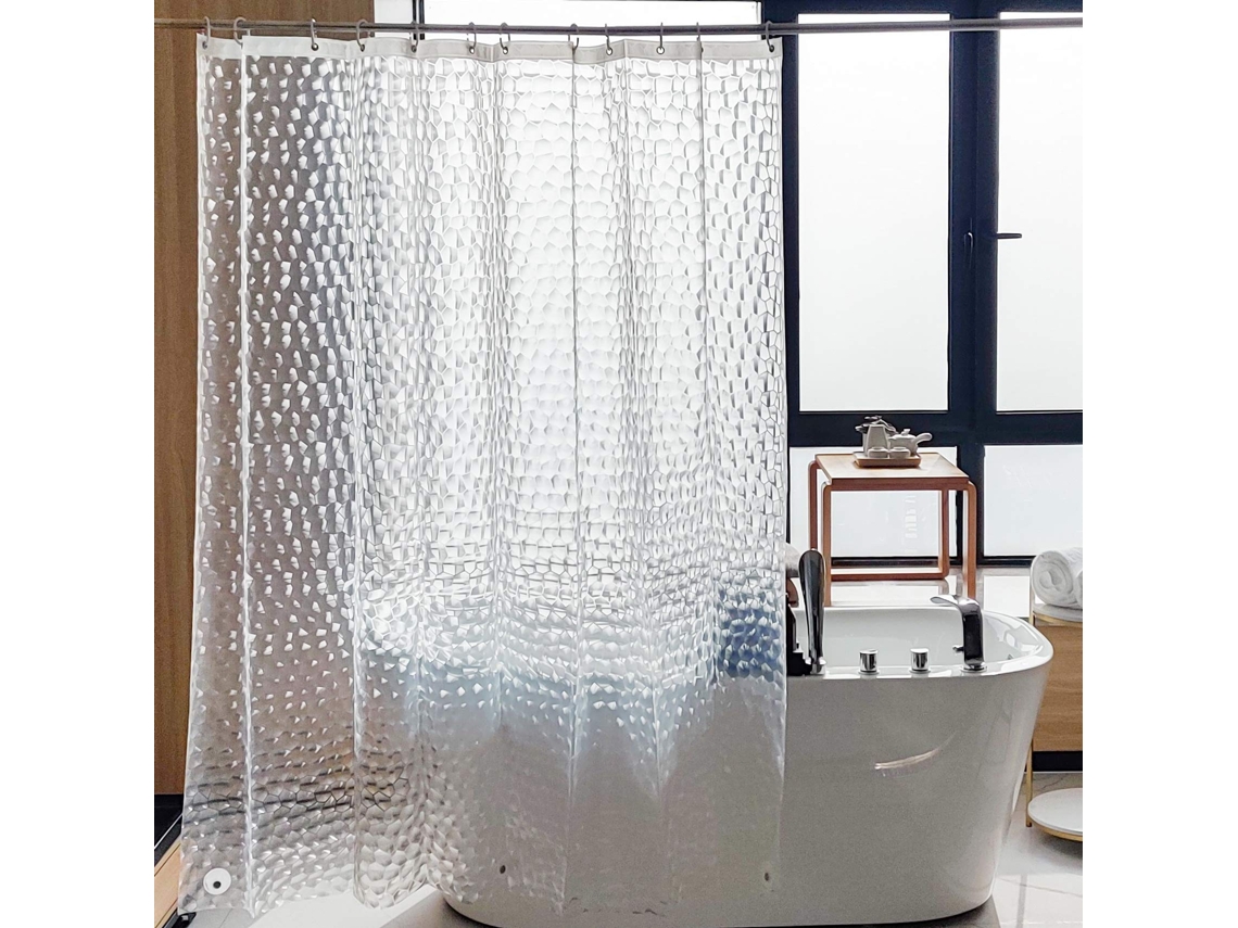 Cortina de Ducha Transparente com Imanes e Ganchos