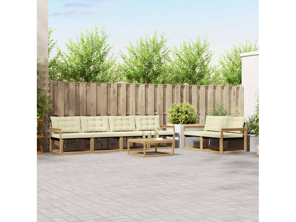 Vidaxl Conjunto De Sofás Para Exterior 7 Unid. Branco E Creme
