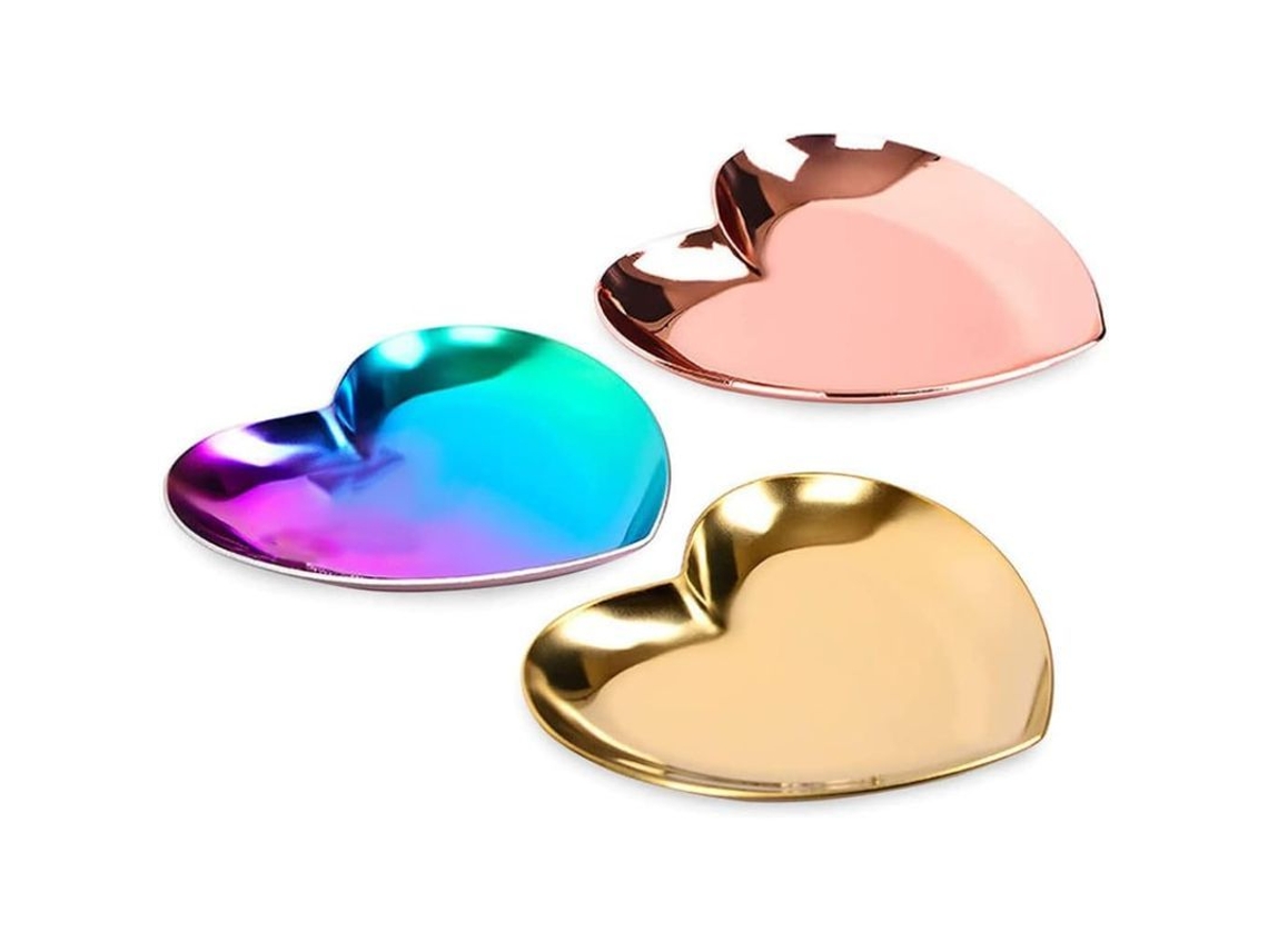 2026-linjou 3 Bandejas De Joyería De Acero Inoxidable En Forma De Corazón Para Almacenamiento