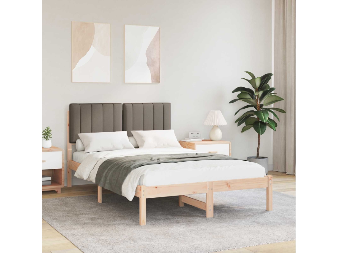 Vidaxl Estrutura De Cama Com Cabeceira Estofada Natural E Taupe