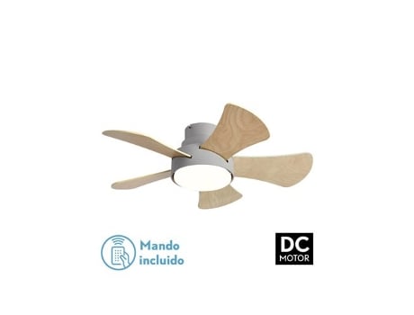 Ventilador Gregario 25W Dc Cinza 5 Lâminas Rev. Branco/Faia 6 Velocidades 3000-4000-6000K 82D Remoto Memória e Temporizador FABRILAMP