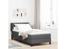 Vidaxl Cama Box Com Cabeceira Cinzento Escuro 100 X 200 Cm Tecido