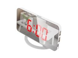 Led Espelho Relógio Mini Despertador Digital Relógio De Mesa Com Função Snooze 3 Brilho Ajustável Luz De Fundo Auto-adapt Branco1*