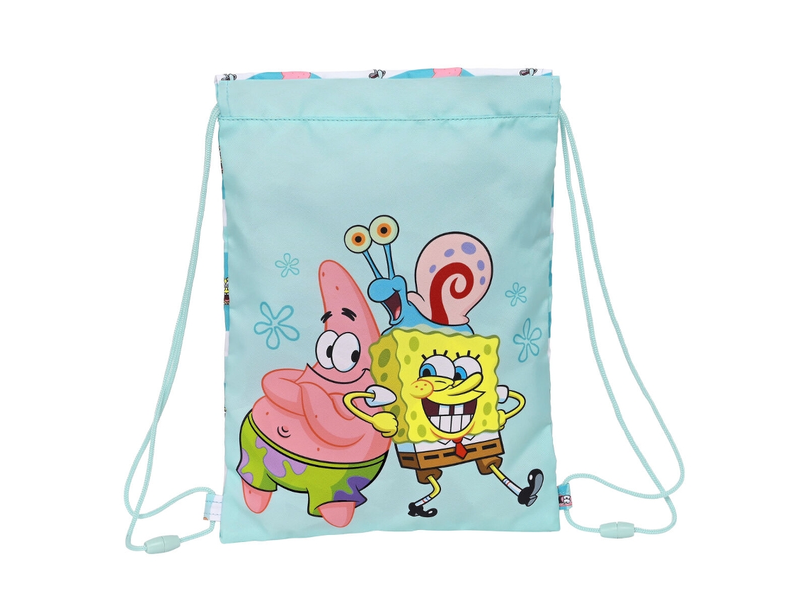 Saco Mochila com Cordas SPONGEBOB Stay Positive Azul Branco 26 x 34 x 1 cm