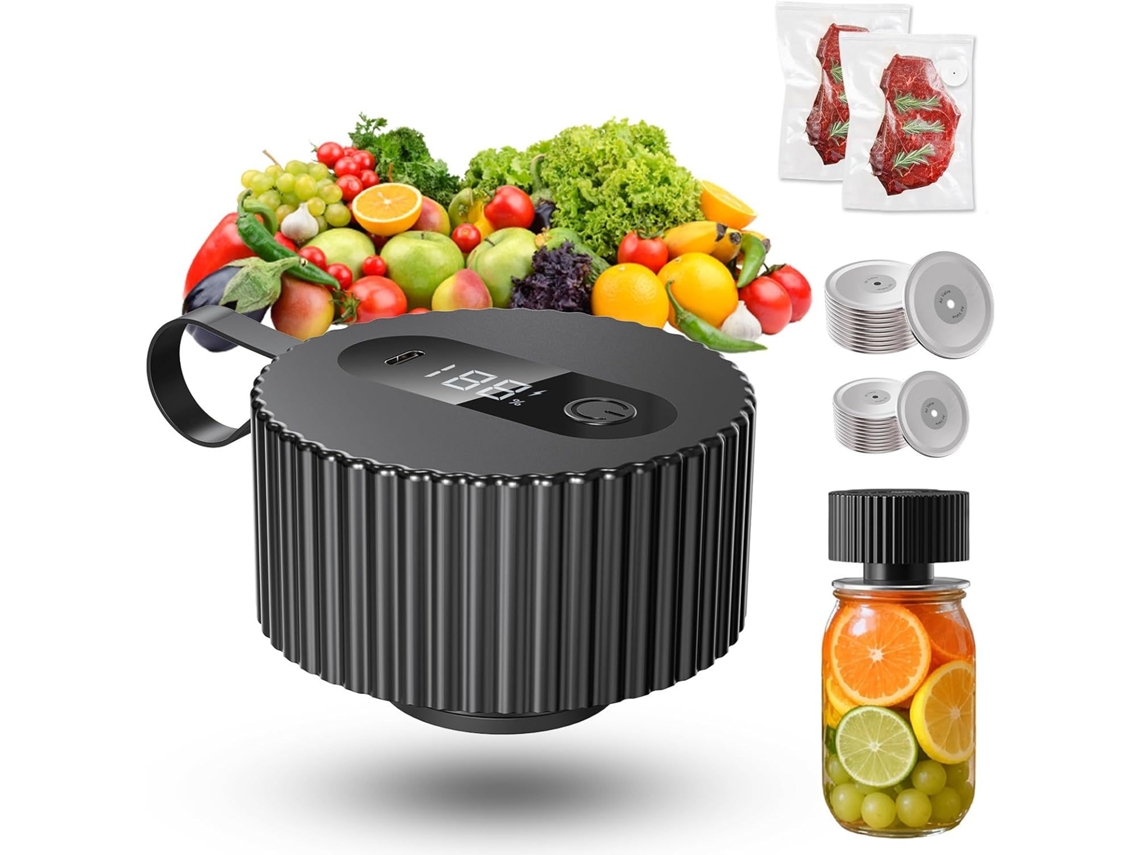 Mason Jar Vacuum Sealer, 8x Conservação, 20 Tampas ZSANFS