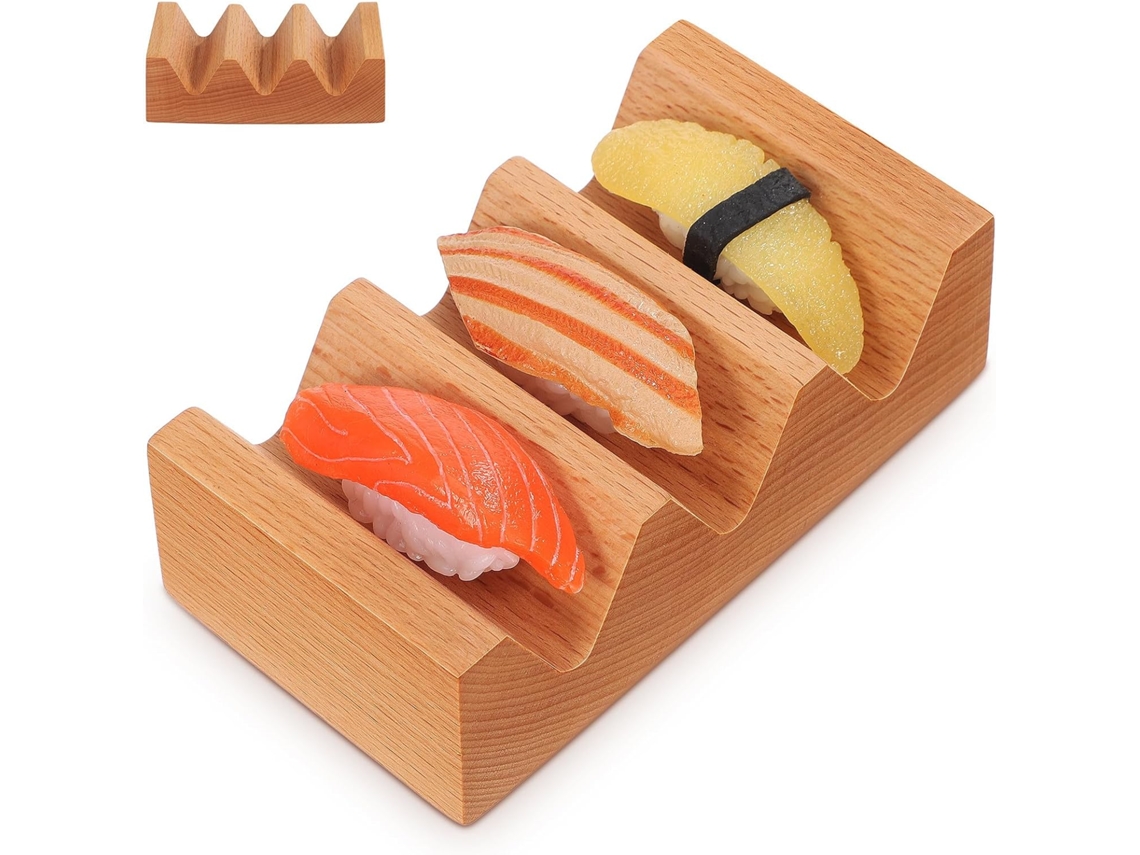 Suporte De Madeira Para Sushi - Superfície Lisa E Fácil De Limpar.