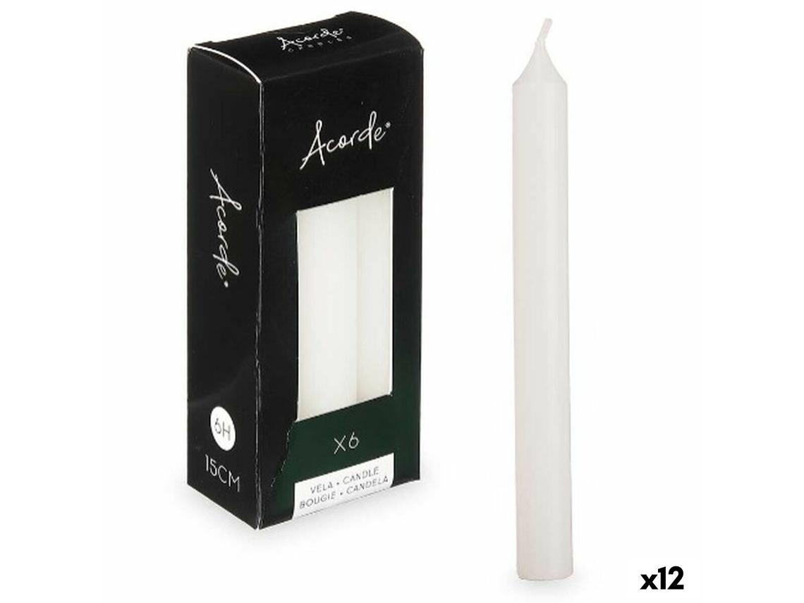 Conjunto de Velas Branco 2 X 2 X 15 Cm 12 Unidades