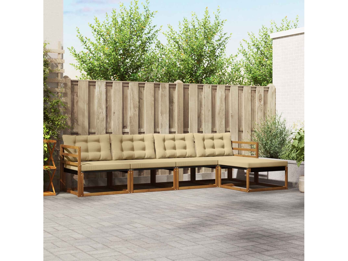 Vidaxl Conjunto De Sofás Para Exterior 5 Pcs Natural E Bege